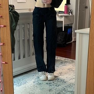 CUTE 💗 Brandy Melville Kim Cargo Pants Navy Blue, adjustable waist, size XS-S
